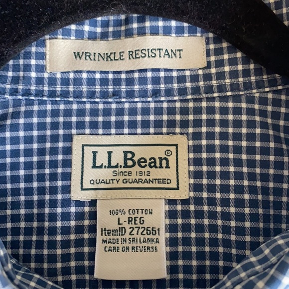 LL Bean Button Down Dress Shirt in blue/white.Sz L - Picture 5 of 6